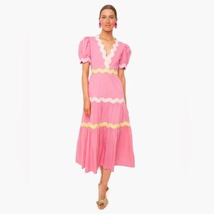 Celia B- Tuckernuck Midi Dress Piscis with Yellow Accents Cotton Size S